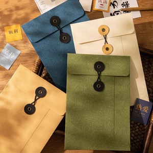 彩色复古牛皮纸信封口袋文件夹信封口袋，带纽扣和细绳封口 - Product Image 6