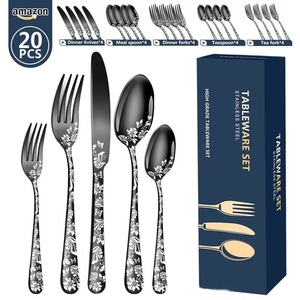 Lustige Matte Gold Weihnachts muster Griff Besteck Set 20/40PCS Günstige Edelstahl Besteck Geschirr Küche Hotel Partys