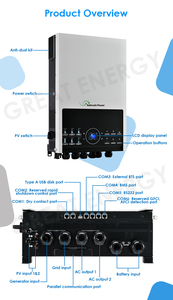 Tipo de inversor de cadena de inversor de CA solar híbrido de 11kw con potencia de matriz fotovoltaica máxima de 11000W y voltaje de salida de 230VAC