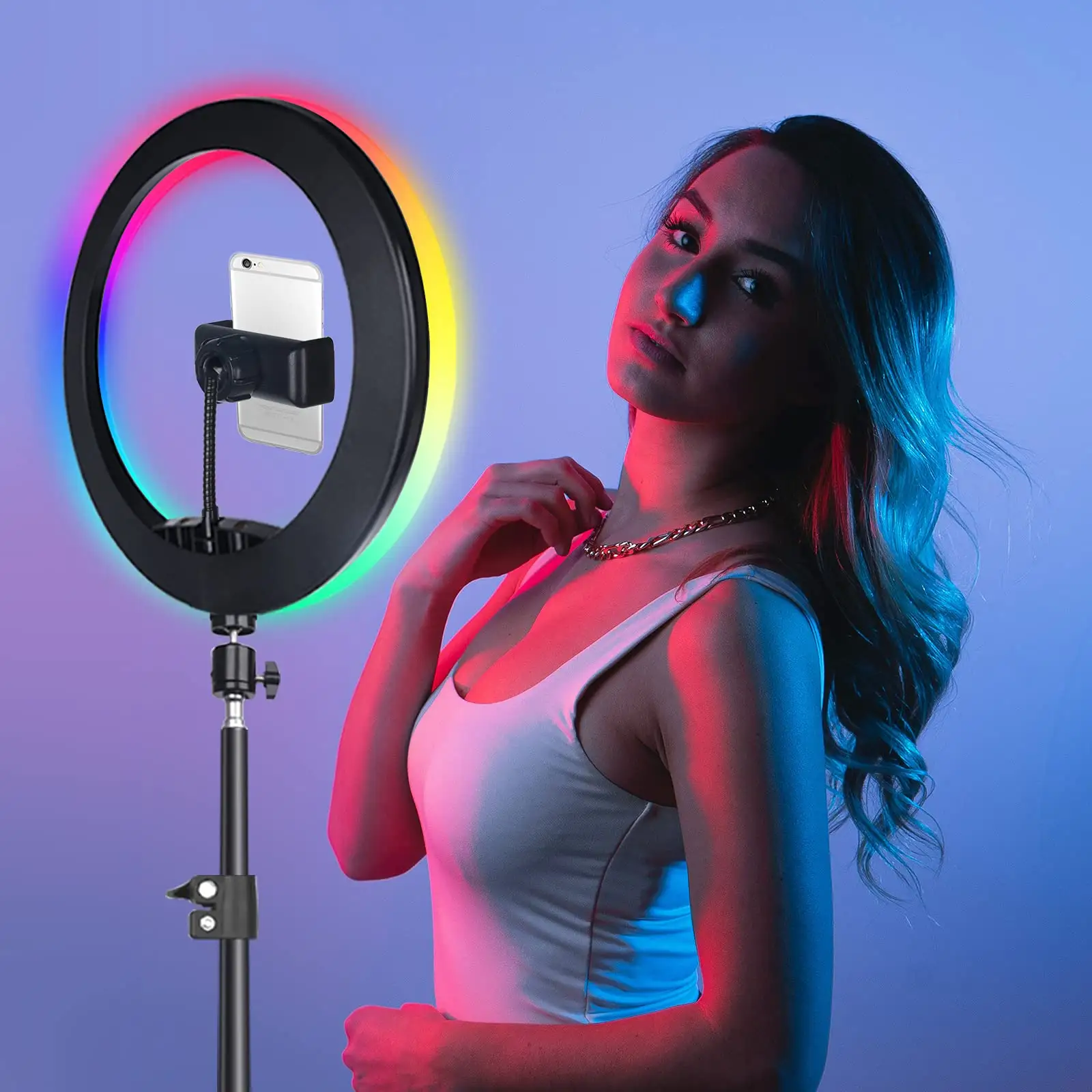 hot selling products 2024 RGB Ring Light Beauty Video Studio Photo selfie led ring flash light With Tripod Stand ring light