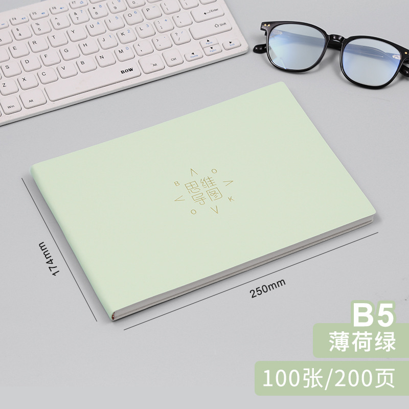 B5 mind map-mint green-200 pages
