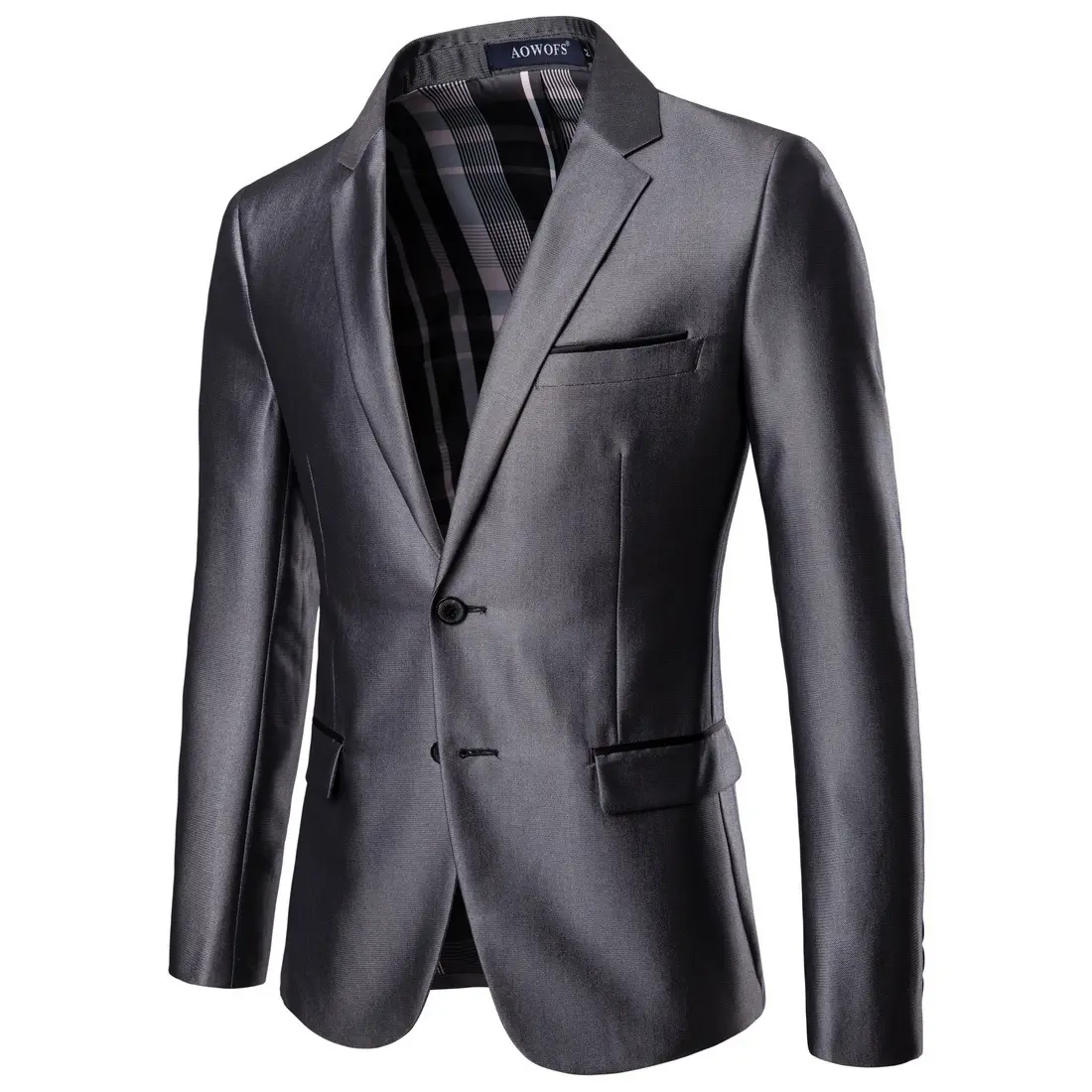 Модный мужской костюм светло-серого цвета Деловая одежда для свадьбы с подкладкой клетчатый костюм пальто XF804 A