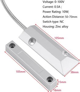 Nhiệm vụ nặng nề có dây cán cửa liên hệ với 0 ~ 100V/0.5amp báo động từ Cảm biến cửa nhà để xe chuyển đổi từ tính cho n. C. Ứng dụng - Product Image 3
