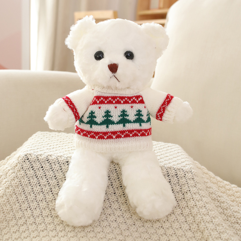 Maglione albero di Natale in velluto rosa bianco