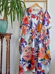 Kadın giyim elbise elbisesi el yapımı Farida <span class=keywords><strong>Kahlo</strong></span> Kaftan uzun pamuk Kaftan kapak up gecelik Kaftan kadın giyim hint ODM