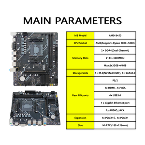 PANDL NEW AM4 Combo Set for PC <strong>AMD</strong> Ryzen 5 2600 B450 Motherboard <strong>DDR4</strong> RAM Double Memory Channel SATA Hard Drive 64GB New - Product Image 3