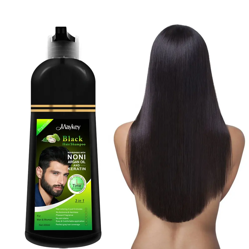 Maykay oem fábrica privada etiqueta de gengibre, extrato de ervas, não alérgico, permanente, rápido, tintura de cabelo preto, shampoo, tintura de cabelo