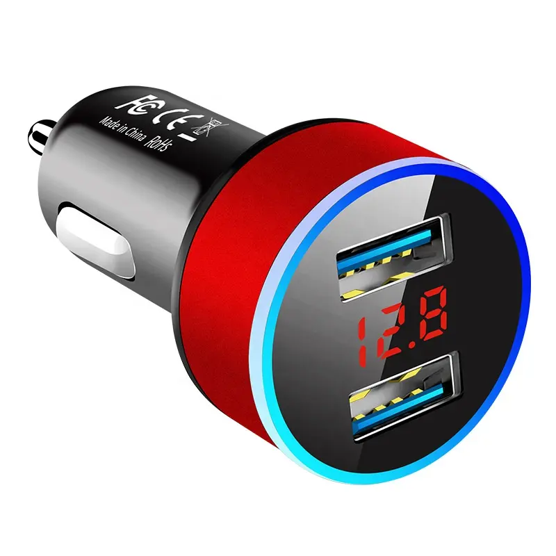 Rock — chargeur de voiture double USB 3.1A, 15W, pour téléphone portable, affichage numérique, personnalisable, Oem, 2 ports, pour voiture, Iphone