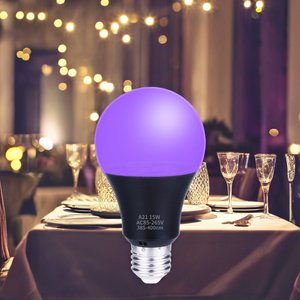 UV <strong>LED</strong> Light Bulb 15W Purple Fluorescent Globe Shell AC85-265V <strong>A21</strong> 1519 Black E26/E27 Base with B22 for Better Fit