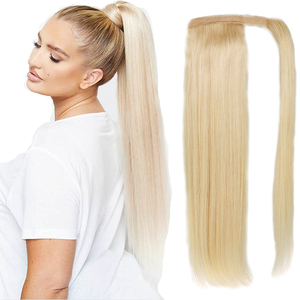 Tóc Người Brazil Tóc Đuôi Ngựa 100% Tóc Người Thô Đã Vẽ Hai Lớp Trinh Nữ Lớp Biểu Bì Phù Hợp Quấn Quanh Tóc Đuôi Ngựa Phần Mở Rộng Tóc Người - Product Image 1