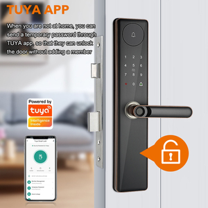 エントリーデジタルTUYAロック指紋スマートロックパスワードカードキー指紋ドアロックスマートドアハンドルロックセット