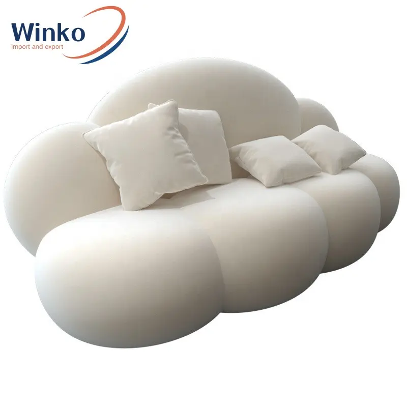 Wholesale Nordic Creative Design Long Daybed Modern Salon Living Room Lamb Furniture Settee Cloud Couch Velvet Sofa Set