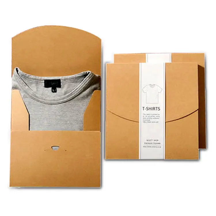 Umwelt freundliche Verpackung Kraft papier Kleidungs stück Verpackung T-Shirt Box Benutzer definiertes Logo Faltbare Kleidung T-Shirt Verpackung für T-Shirts