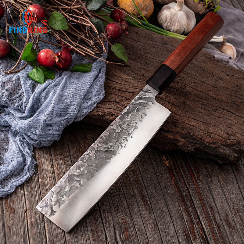 Handmade Forged Stainless Carbon Steel Cooking Chef Knife 8 Inch Nakiri Knife 2 pcs Japanese Octagonal Handle Kitchen Knife