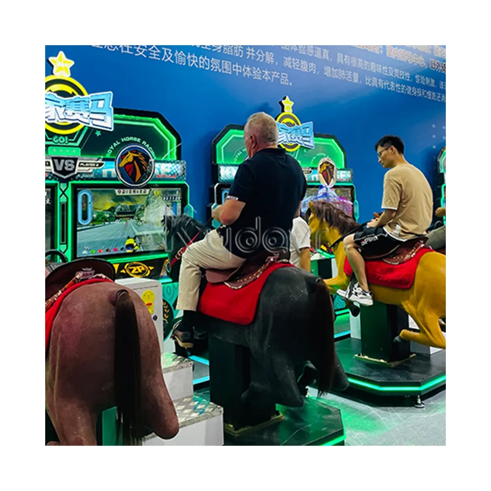 Amusement park coin operated electronic mechanical west cowboy arcade simulator 4 players horse racing games machine
