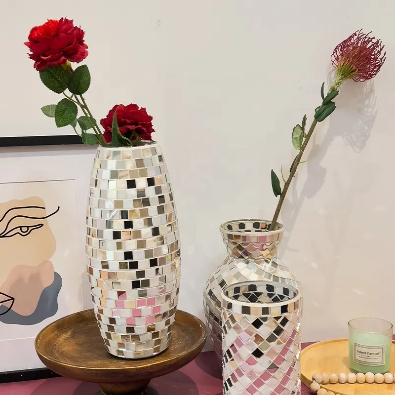 モザイクガラス花瓶ミラーモザイク花瓶
