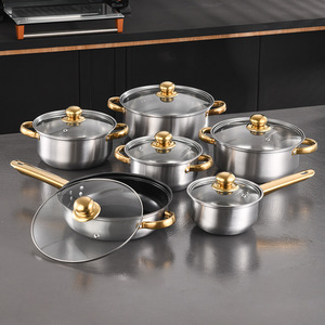 Beeman 12-Piece thép không gỉ không dính Cookware Set bao gồm Fry Pan và nấu ăn nồi Set cho nhà bếp sử dụng - Product Image 1