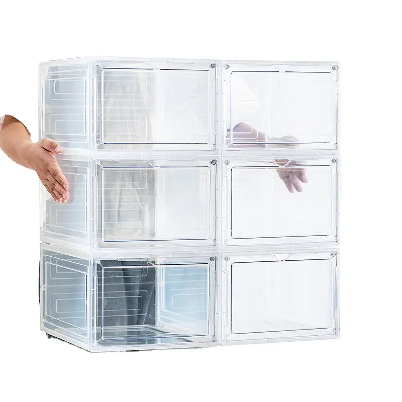 Caja magnética de alta calidad para zapatos, organizador de zapatos de tacón alto, contenedor de almacenamiento transparente