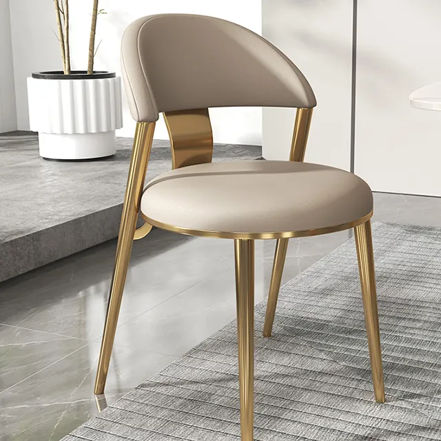 Chaise de salle à manger en acier inoxydable de style moderne et luxueux