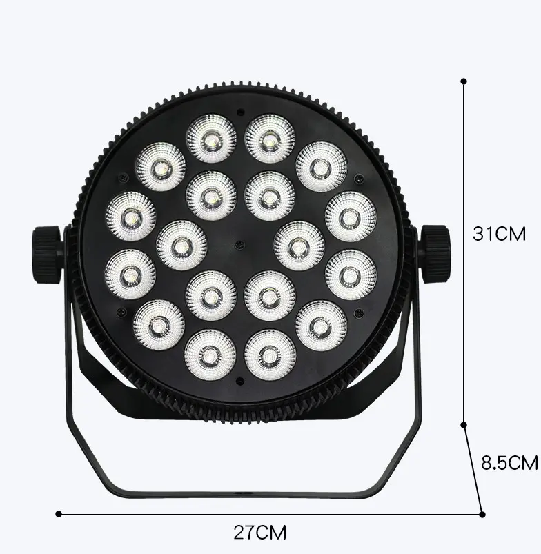 الصين المهنية DMX512 18*18w 6 في 1 سليم داخلي أدى مصباح موازي المستوى