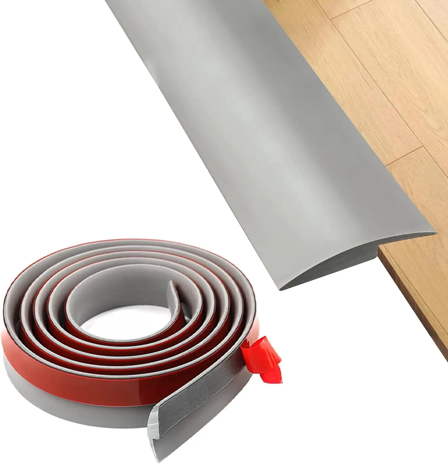 3.28Ft Flexible Rubber Floor Transition Strip PVC Vinyl Self-Adhesive Edging Trim for Laminate, Carpet, Doorway Edge Threshold
