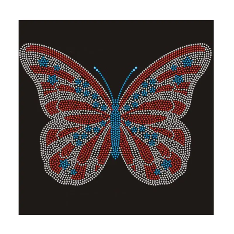 Hot Fix Crystal Templates Butterfly Pattern Hotfix Rhinestone Transfer For T-shirt