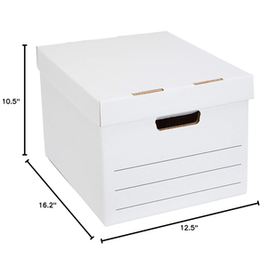 Caja de almacenamiento personalizada para banqueros de archivos con tapa y asas caja de embalaje de cartón de papel de cartón corrugado - Product Image 2