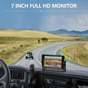 Wired 360-Degree View Back up Camera IP69 Waterproof Night Vision <strong>System</strong> + 7&quot; Split Screen Quad Monitor for RV Truck Bus Trailer - Product Image 2