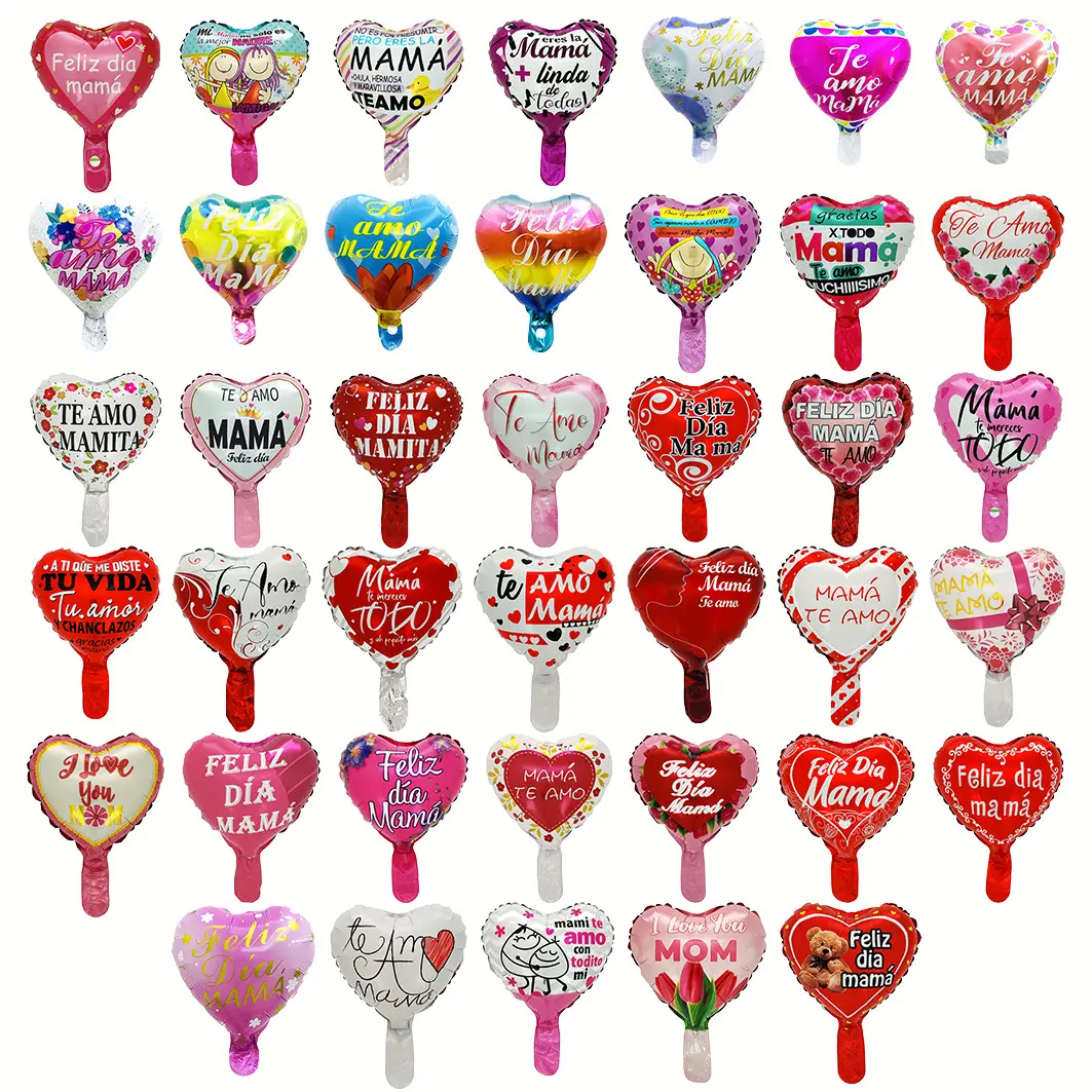 2024 New 10 Inch Spanish Valentine's Day Mother's Day Aluminum Film Balloon Heart Mini Foil Globos For Birthday Party Decoration