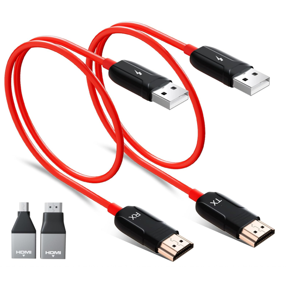 Émetteur et récepteur USB HDMI noir et rouge