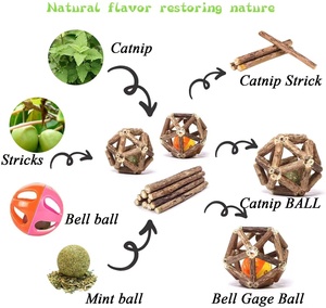 Catnip Toys Natural Silvervine Stick Catnip Ball & Bell Ball-Juguetes para gatos de interior Limpieza de dientes - Product Image 6