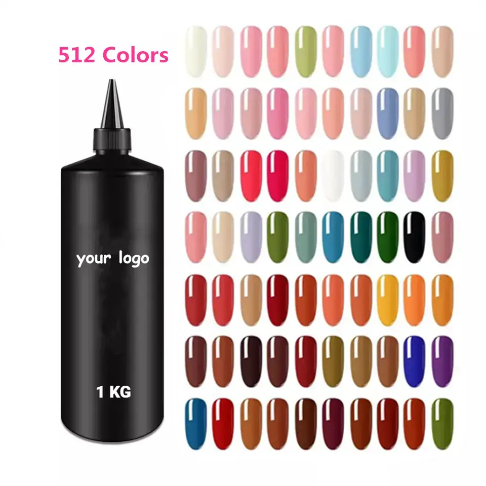 KNC-Vernis à ongles en gel couleur 512 couleurs, marque privée, gel UV, produits professionnels, OEM, 1 kg, pour salon