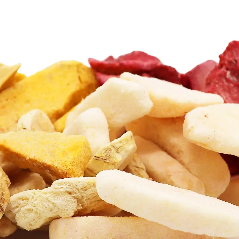 Mélange de tranches de fruits séchées, banane, pommes, fraises et carottes, 30g