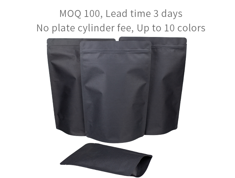 No Pritnting Stand Up Pouch Kraft Paper Matreial Standard Size For Daily Food Packaging