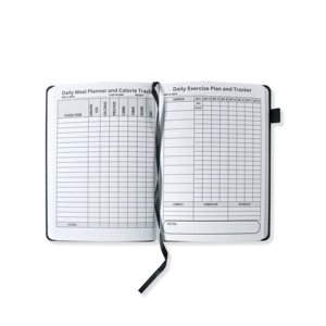 Diario di Fitness con stampa personalizzata, diario settimanale in pelle nera, diario di allenamento dietetico, quaderni di esercizi per palestra - Product Image 3