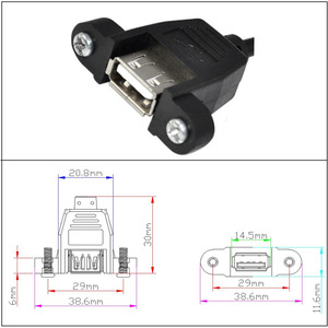 0.5m Mini USB tip a dişi yazıcı uzatma kablo USB 2.0 konnektör PVC veri USB-A kablo vida ile - Product Image 5