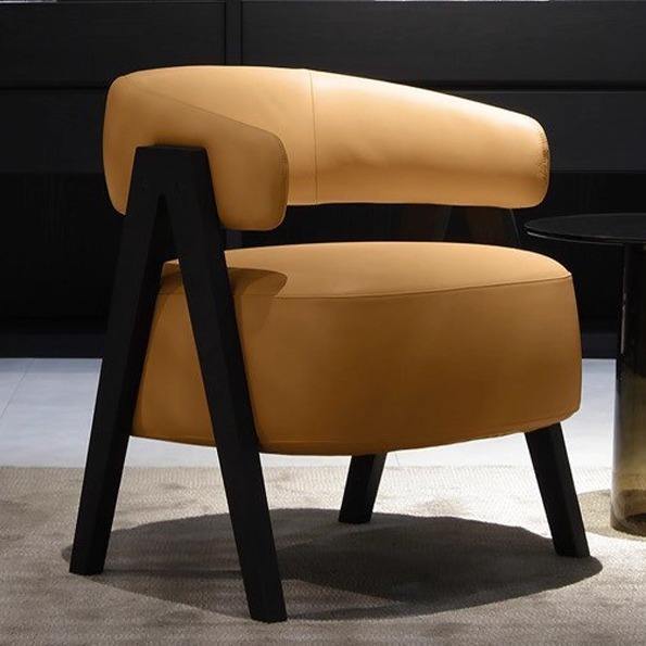 Chaise à manches en cuir Orange-Pu