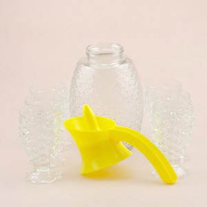 1500ml Glass Water Jar 180ml Cups for Tea Coffee <strong>Juice</strong> Jug with Carved Fish Strip Surface for Kitchen Use - Product Image 6