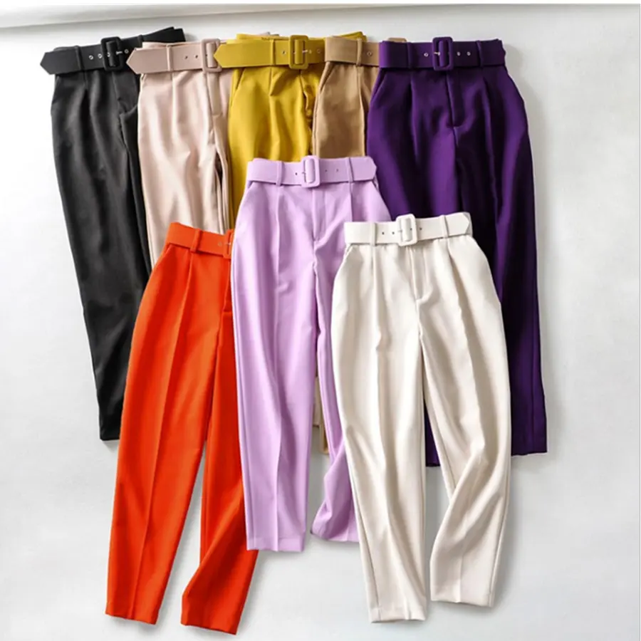Ultimo disegno multi colori cinghia di vita etero pantaloni donna pantaloni a vita alta