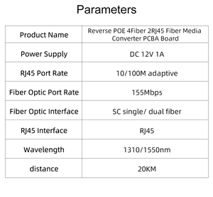 10/100M Reverse POE Fast Ethernet Glasfaser schalter 4 F2E/4 F4E Ausgang 12V Optischer Medien konverter Ethernet SC PCBA - Product Image 5