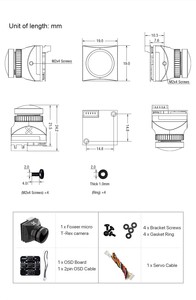 FOXEER 1200TVL FPV OSD相机微纳迷你无齿2CMOS 1/2传感器，适用于耐用塑料制成的FPV遥控无人机 - Product Image 6