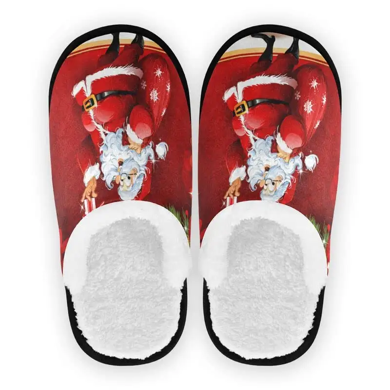 Zapatillas planas para mujer, zapatillas de felpa para mujer, diseño personalizado, goma, playa, monturas de invierno, elfo de Navidad, zapatos de disfraz de caramelo, zapatilla