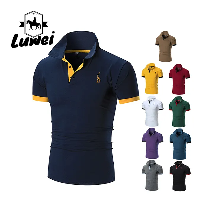 Polo de algodón 180 con Logo personalizado para hombre, Camiseta ajustada de secado rápido, 100% g, color blanco, azul marino