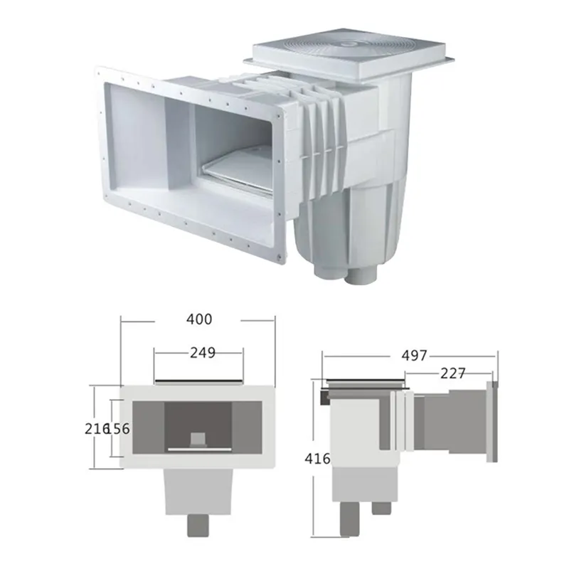 Inground yüzme havuzu aksesuarları havuz suyu temizleme 400x156mm havuz skimmers