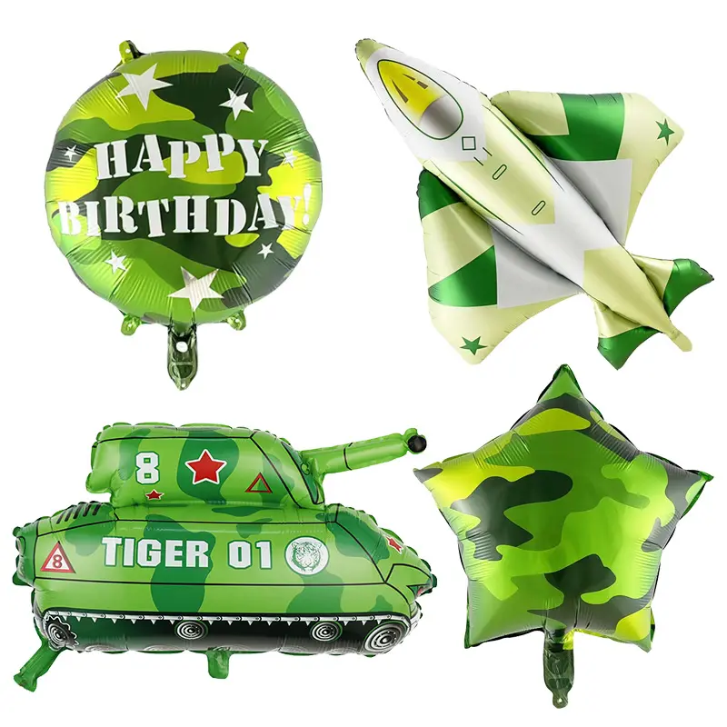 Folha de camuflagem Balão Estrela de cinco pontas Tanque Balão Boys' Birthday Party Theme Balloon Activities Holiday Party Decoration