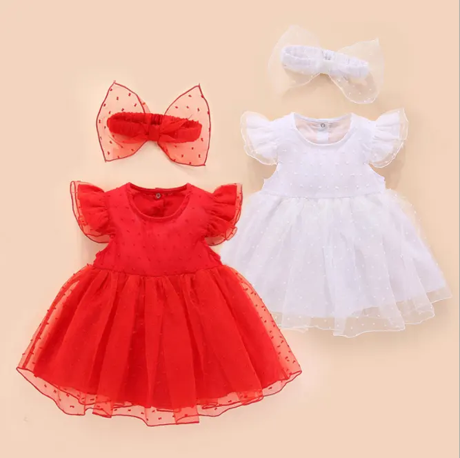 TH-18808 Latest Hot Baby Girls Dress Designs Girl Casual Frock Puffy Sleeves Baby Clothes Newborn Girls Dress