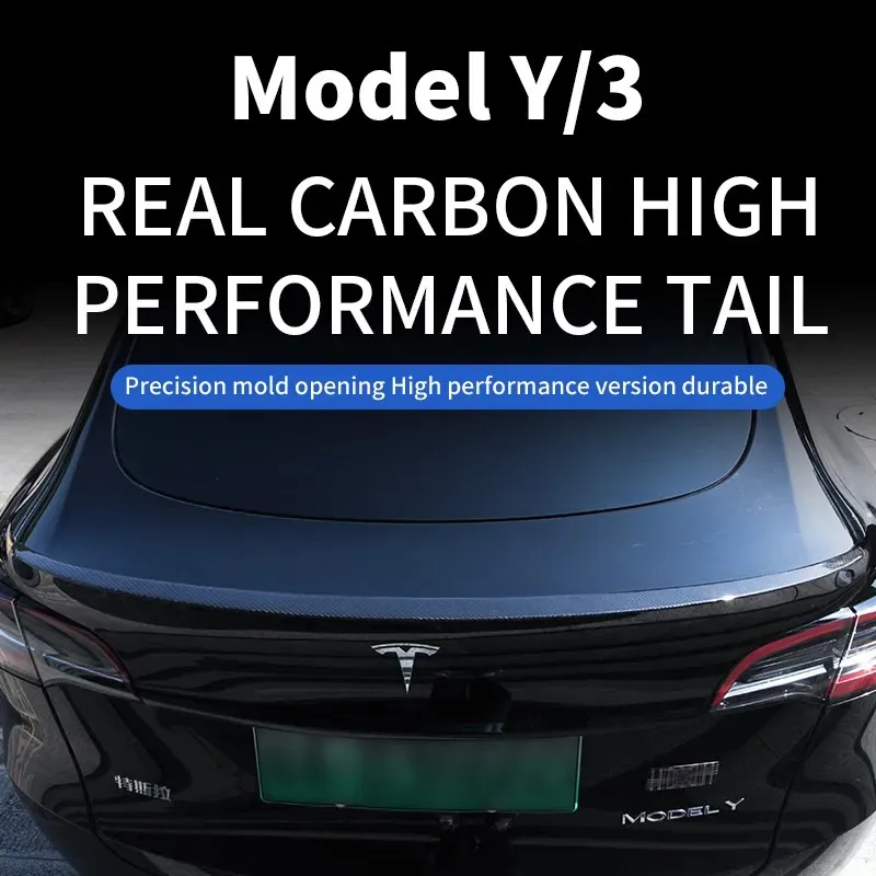 2024 modèle Y aileron d'aile de coffre en Fiber de carbone véritable pour Tesla Mode 3 Y 2017-2023 aileron de queue de voiture d'origine