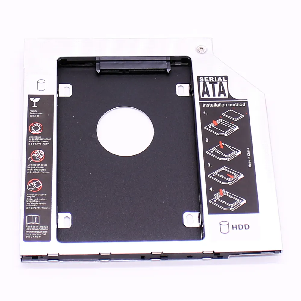 Caja de disco duro de aluminio 2 ° HDD Caddy 9,5mm SATA 3,0 Optibay carcasa con adaptador de DVD, 2,5 SSD, Caddy HDD para ordenador portátil