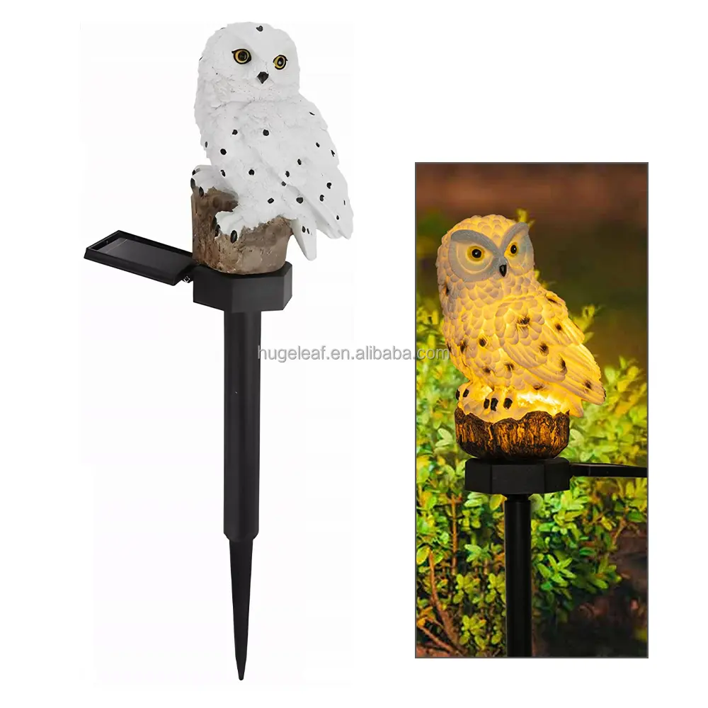 Lampada solare a LED impermeabile esca decorativa a forma di gufo luci da giardino con picchetti