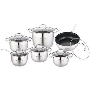 High Quality Germany <strong>12</strong> Pcs Kitchen Cookware <strong>Set</strong> Stainless Steel Cooking Pot <strong>Set</strong> - Product Image 1